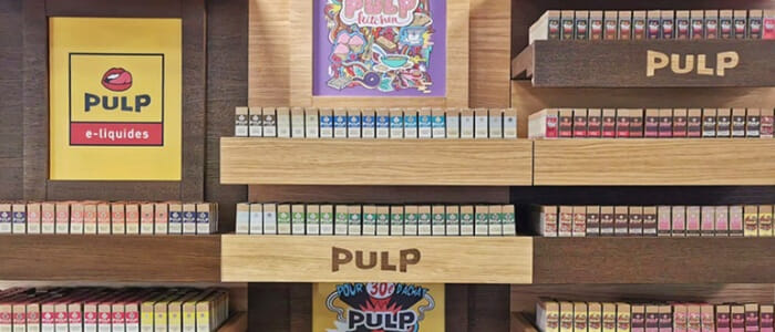  étagères de produits de la marque PulP