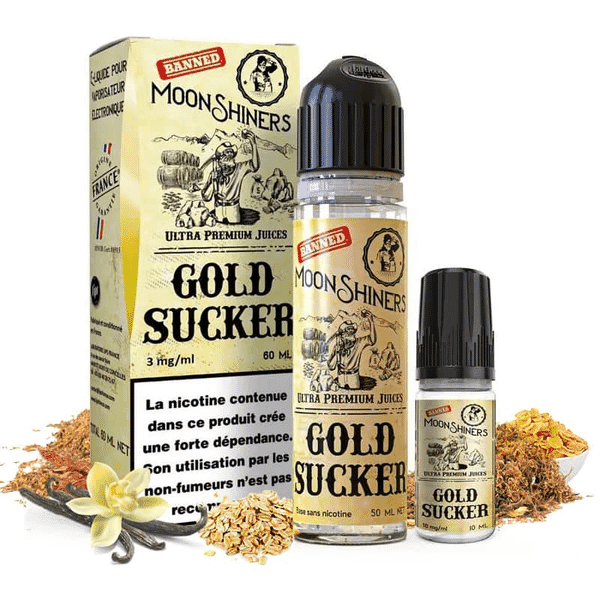 E Liquide Gold Sucker 60ml (+ 1 ou 2 Boosters de Nicotine) - Moonshiners