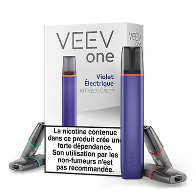 Pack VEEV One Violet électrique + 4 recharges (Blue Mint et Tabac classique)