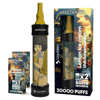 Pack echicha Starhooks Liquideo + 2 recharges Lemon Ice cream