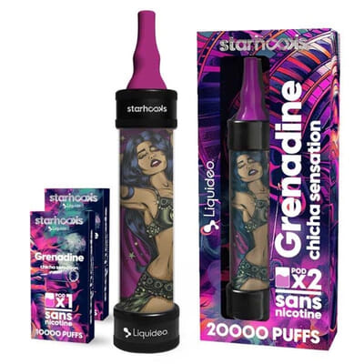 Pack echicha Starhooks Liquideo + 2 recharges Grenadine
