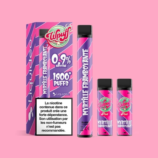 Kit WPuff 1800 - Myrtille framboyante - 1 batterie + 3 pods image 2