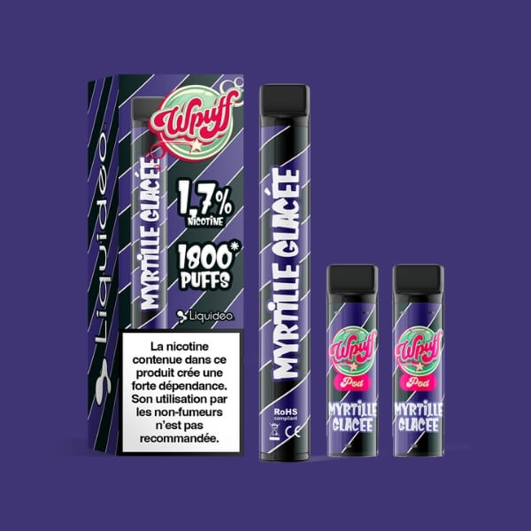 Kit WPuff 1800 - Myrtille glacée - 1 batterie + 3 pods image 3