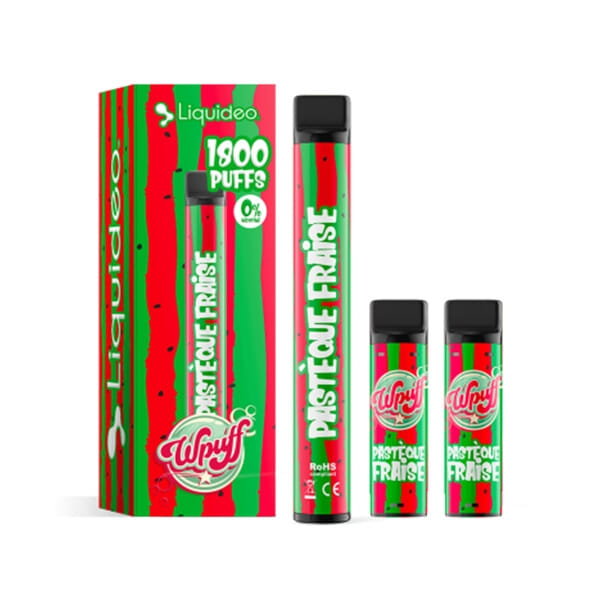 Kit WPuff 1800 - Past&egrave;que Fraise - 1 batterie + 3 pods
