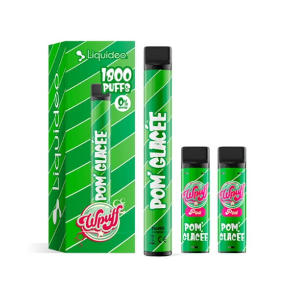 Kit WPuff 1800 - Pomme glac&eacute;e - 1 batterie + 3 pods
