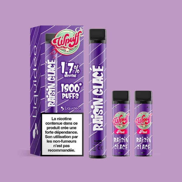 Kit WPuff 1800 - Raisin glacé - 1 batterie + 3 pods image 3