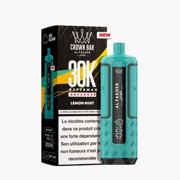 Puff Crown Bar 30K Lemon Mint - HyperMax Advanced  - Al Fakher 