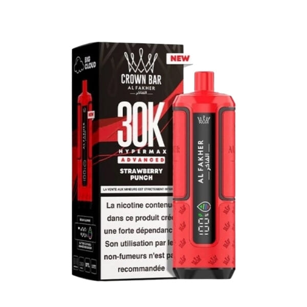 Puff Crown Bar 30K Strawberry Punch - HyperMax Advanced  - Al Fakher 